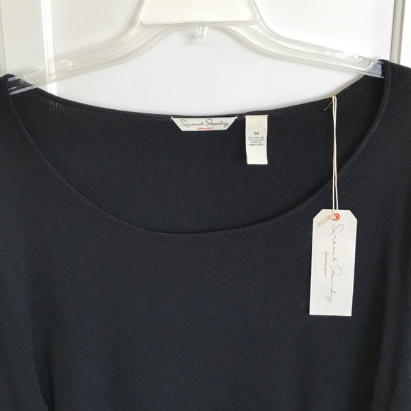 FRENCH LAUNDRY Ribbed Knit Sweater Lightweight Top Black Women’s Plus Size 3X - Picture 2 of 16